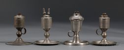 Four Pewter Chamber Lamps
